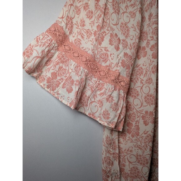 Women's Floral V Neck Pullover Tunic Blouse Pink Size XXL Como Vintage Hippie - Picture 11 of 12